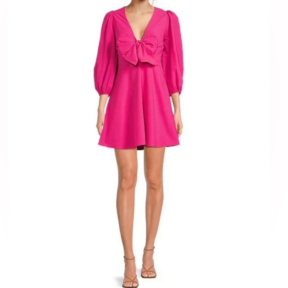 Ted Baker Pink Jozelyn‎ Knot Front Seer Sucker Dress